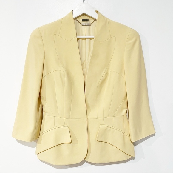 Alexander McQueen Seam Detail Lapel Bustier Faux Blazer Jacker Pastel Yellow - Picture 1 of 16